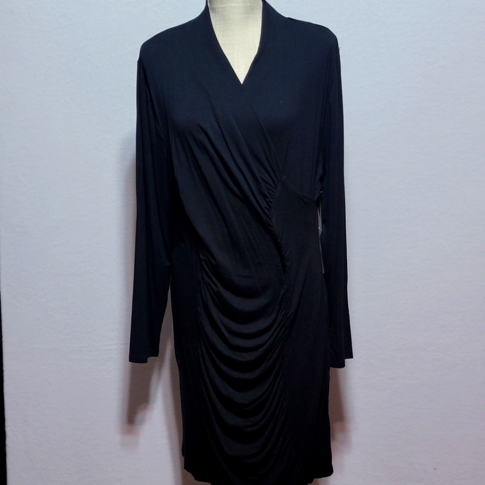 Vince‎ Camuto Black Rouching Midi Dress SIZE XL. #756